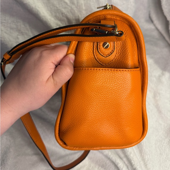 Michael Kors Orange Pebbled Leather Satchel with Adjustable Crossbody Strap EUC - Picture 7 of 16